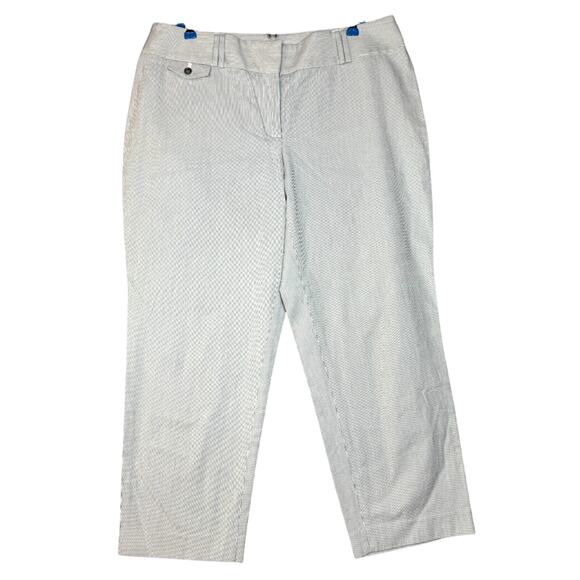 Ann Taylor LOFT Julie Cropped Capri White Pants Women 10 MidRise Stripe Straight - Picture 1 of 10